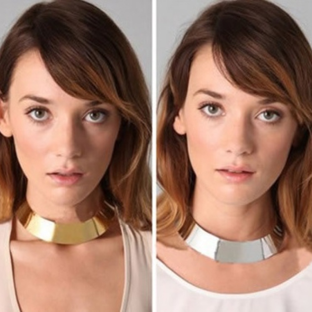 Mirrored Silver or Gold Collar Bib Choker Necklace